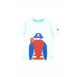 Bio Washed Cotton Blue Red With Orange T Shirt