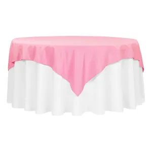 Economy Polyester Table Overlay Topper/Tablecloth 72"x72" Square - Pink