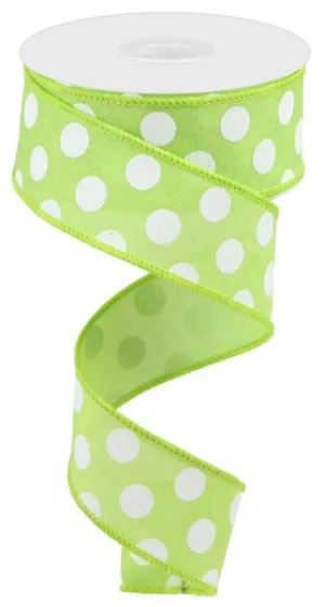 1.5"x10yd Medium Multi Dots, Bright Green/White  JA12