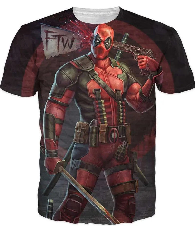 2016 New Arrive American Comic Badass Deadpool T-Shirt for Men and Women