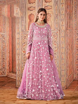 Abaya Style Pink Thread Floor Length Anarkali Suit