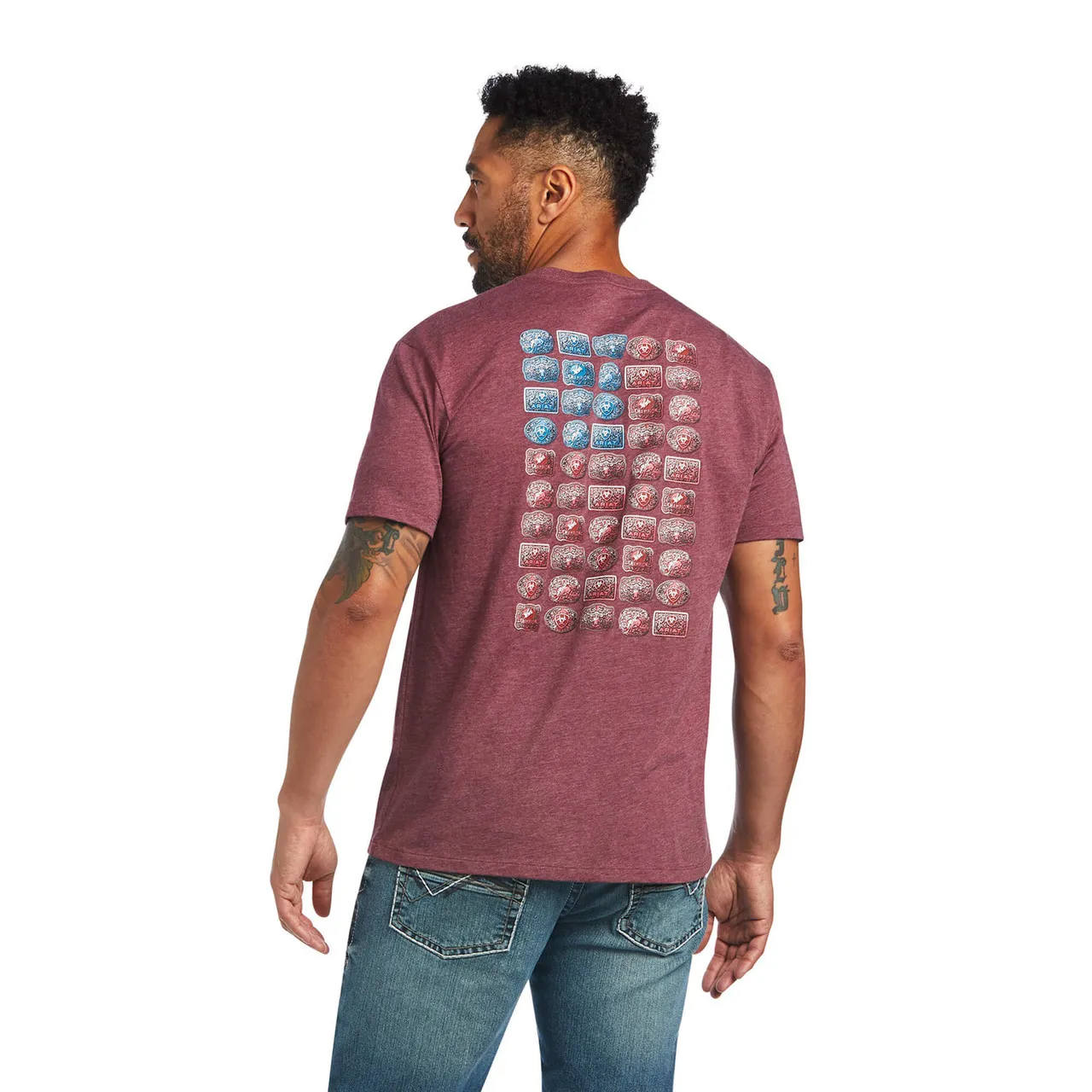 Ariat Men's Buckle Flag Crew Neck Short Sleeve T-Shirt