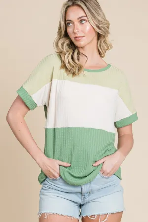 BOMBOM Color Block Short Sleeve T-Shirt