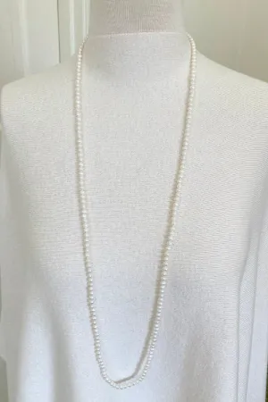 Classic Near Round Pearl Necklace | 40” White Pearl Strand | By Pearly Girls