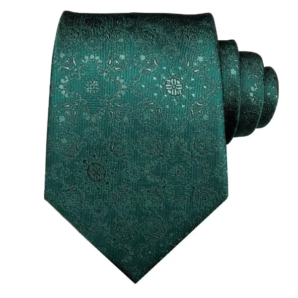 Classy Men Jade Green Floral Silk Tie