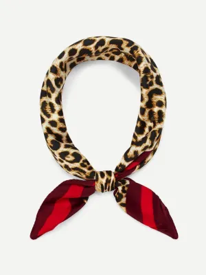 Contrast Trim Leopard Print Bandana