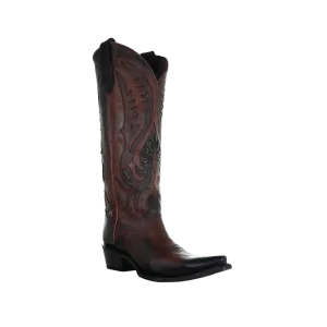 Corral Women's Circle G Bronze Inlay Embroidered Snip Toe Brown Boots