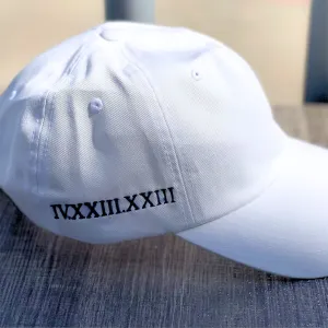 Custom Embroidered Roman Numerals Hat with Same Design