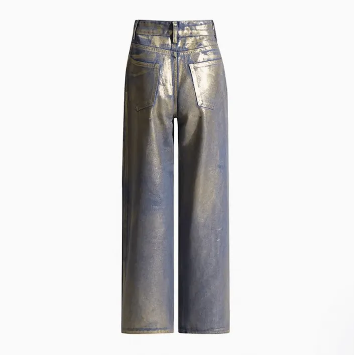 Golden Shine Straight Denim Y2K Jeans