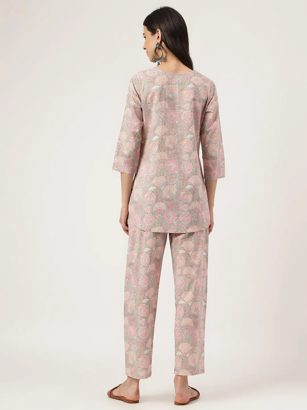 Light Brown Printed Loungewear/Nightwear