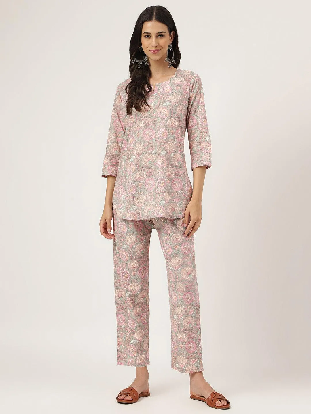 Light Brown Printed Loungewear/Nightwear