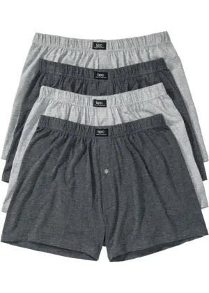 Loose jersey boxers (4 pcs) Bpc Bonprix Collection, gray