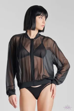 Maison Close Pure Tentation Sheer Black Bomber Jacket