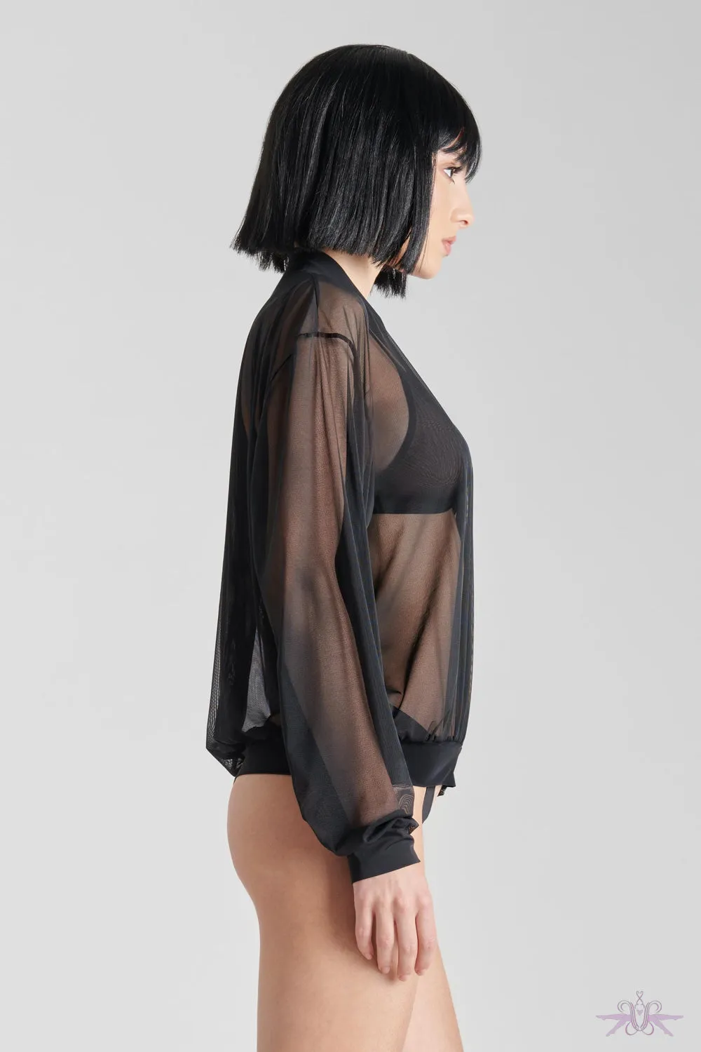 Maison Close Pure Tentation Sheer Black Bomber Jacket