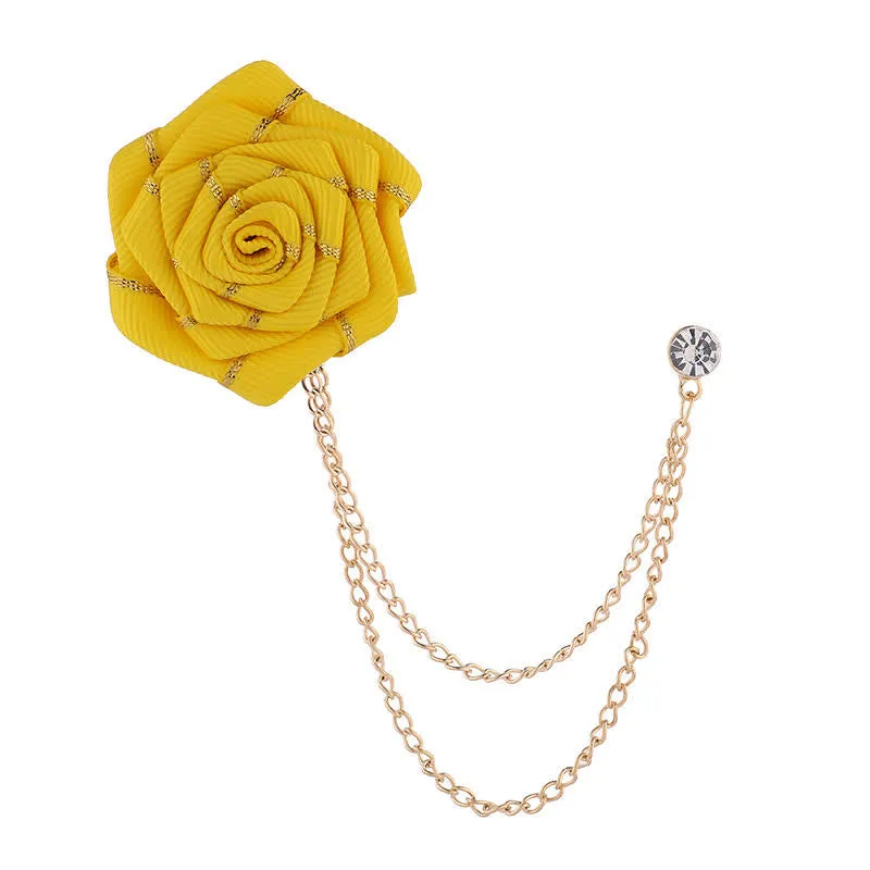 Men's Charming Floral Rose Chain Brooch