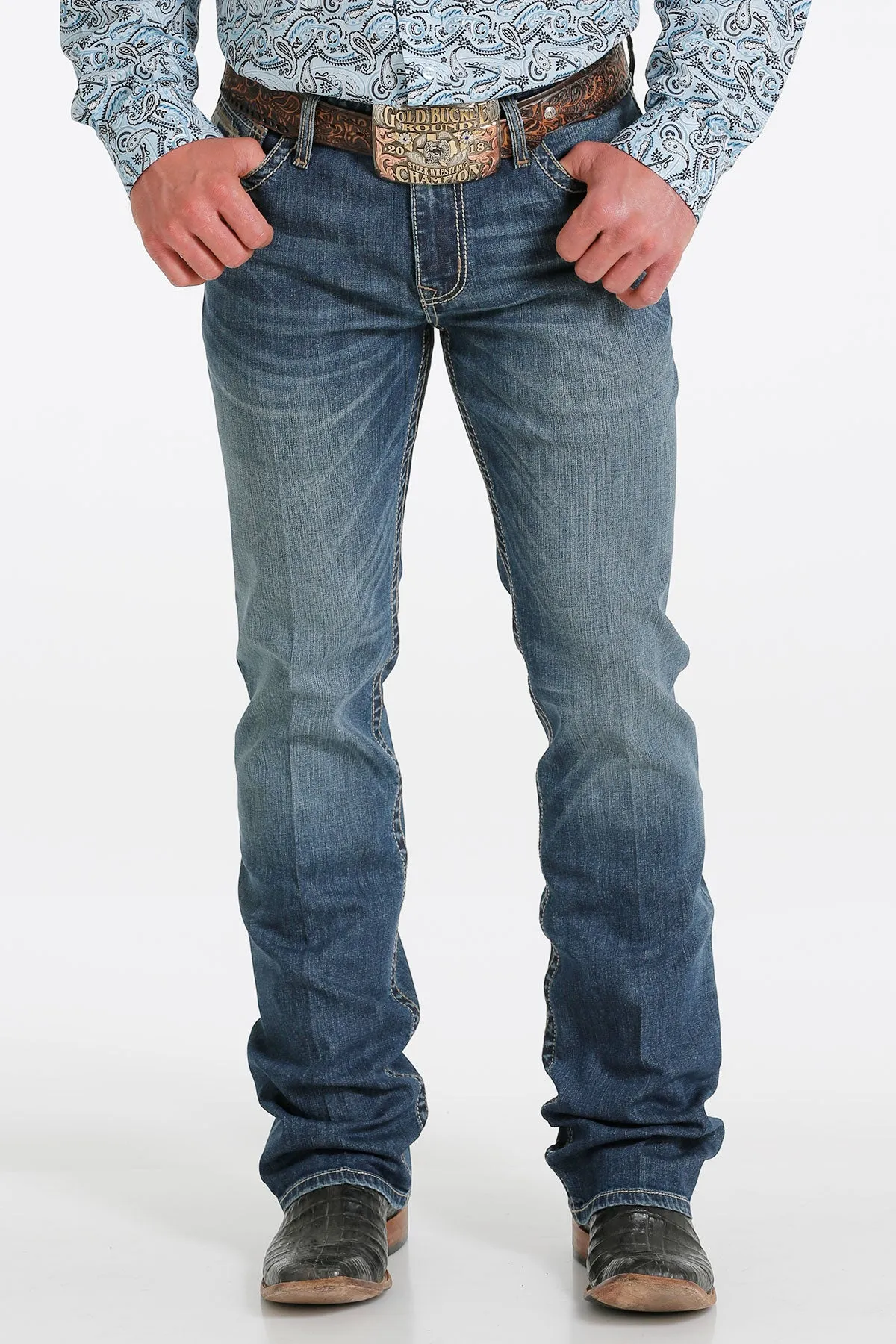 Men's Cinch Dark Stonewash Ian Jeans in Performance Denim