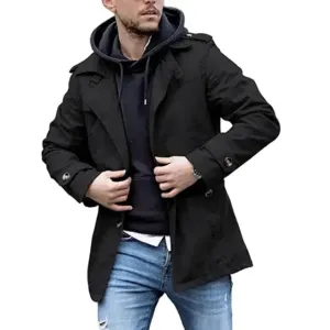 Men's Stylish Mid-Length Trench Coat for Fall