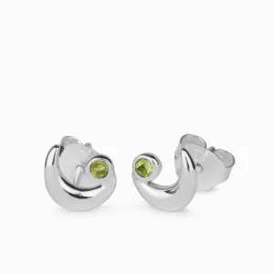 Peridot Moon Stud Earrings