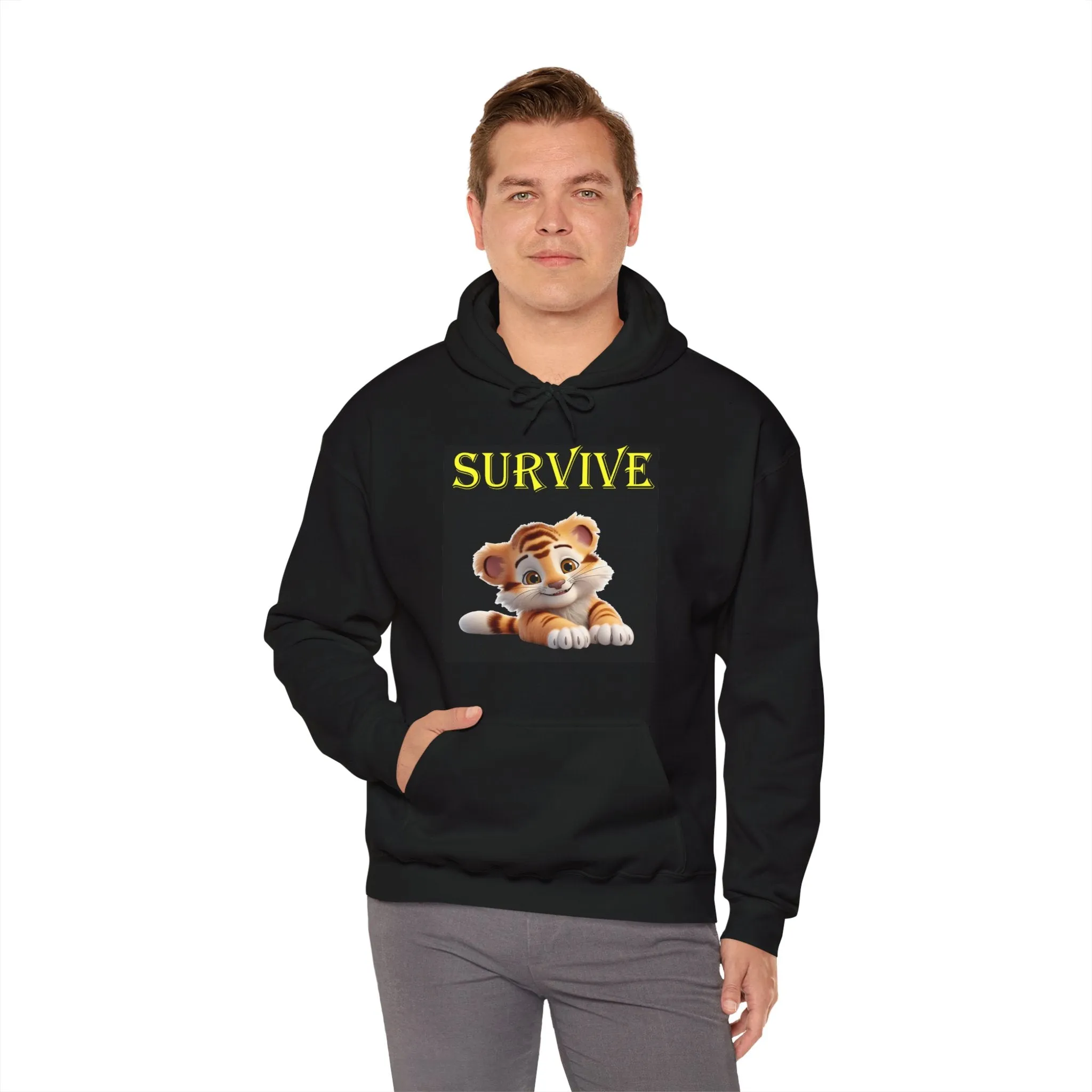 Princess Grace  Survive Tiger Graphic Unisex Hoodie  Cozy Cat Lover's Sweatshirt