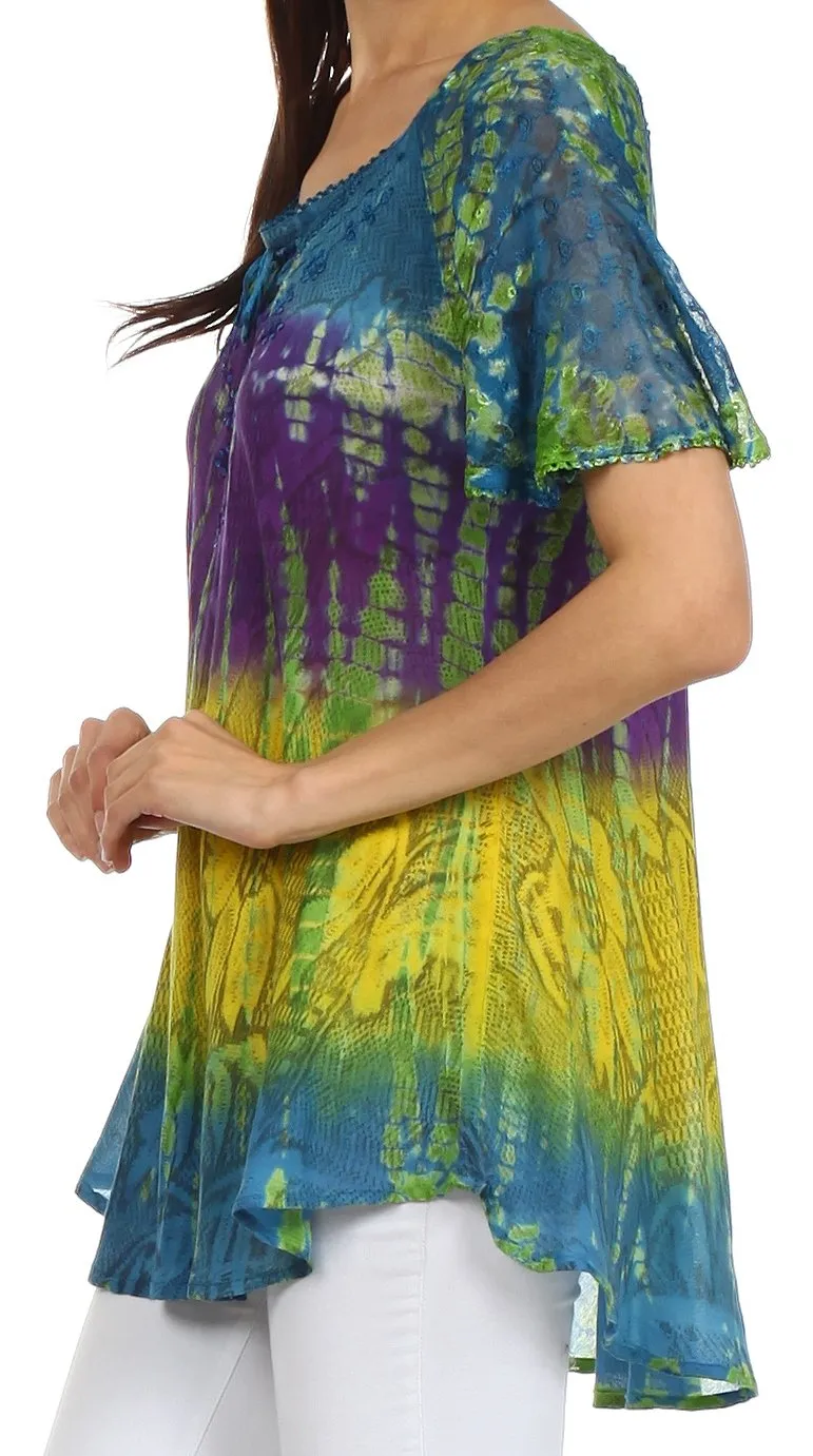 Sakkas Padmini Sequin Tie Dye Blouse