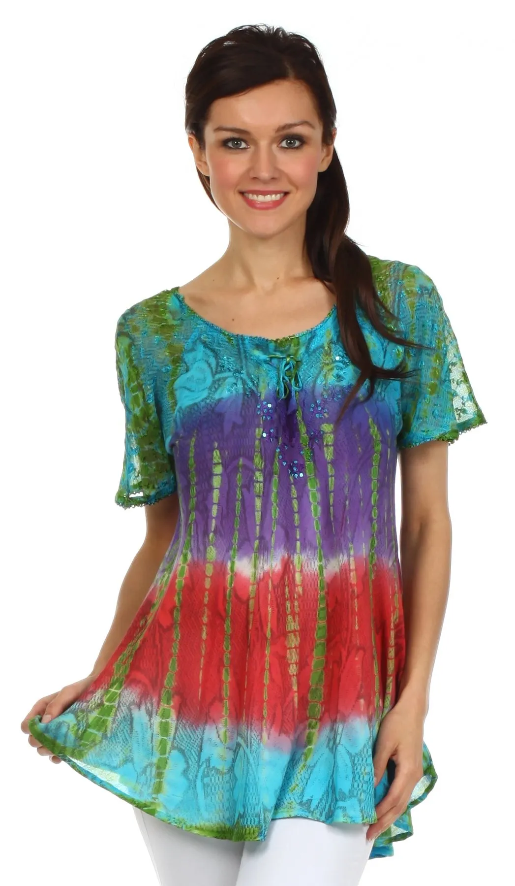 Sakkas Padmini Sequin Tie Dye Blouse