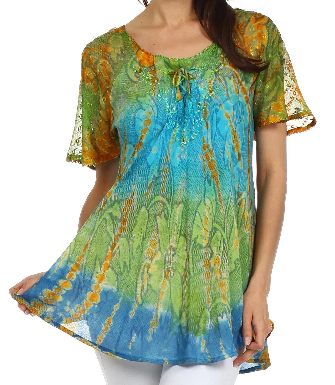 Sakkas Padmini Sequin Tie Dye Blouse