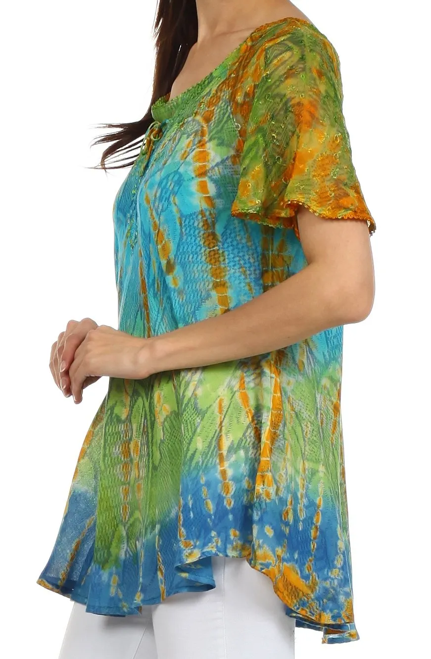 Sakkas Padmini Sequin Tie Dye Blouse