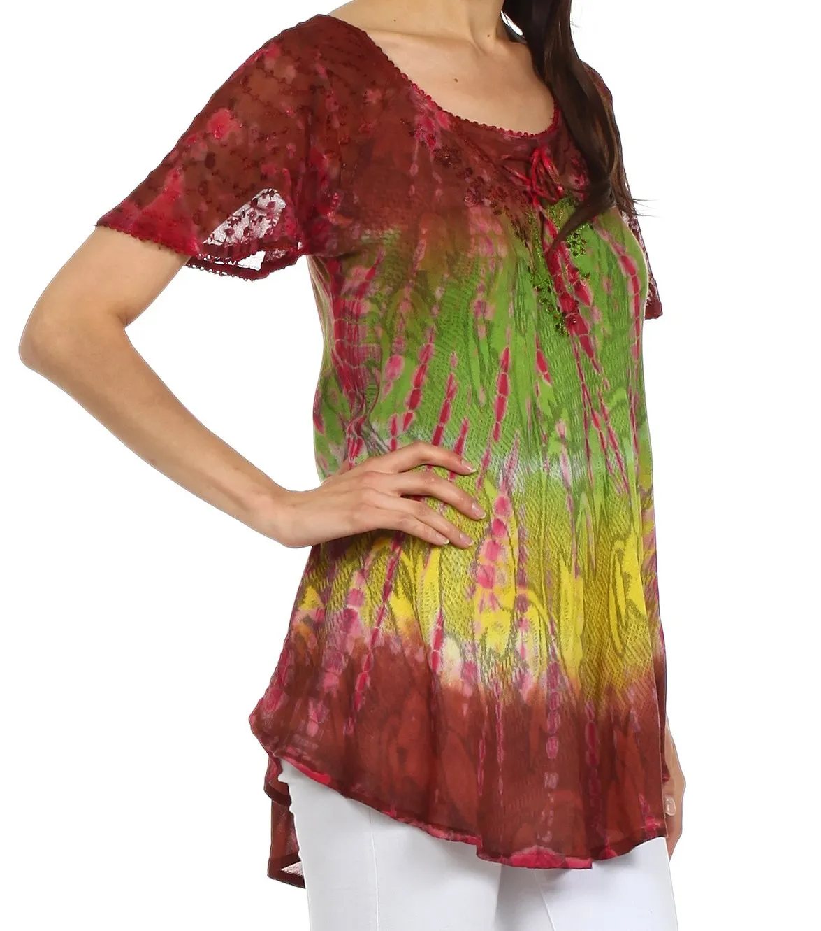 Sakkas Padmini Sequin Tie Dye Blouse