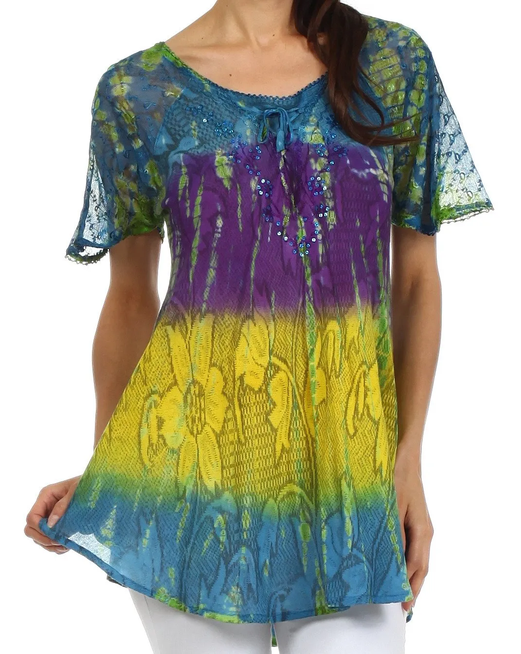 Sakkas Padmini Sequin Tie Dye Blouse