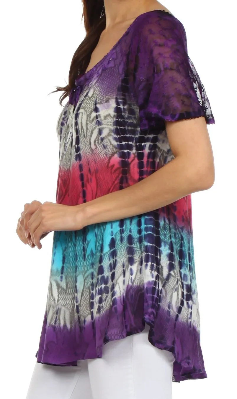 Sakkas Padmini Sequin Tie Dye Blouse