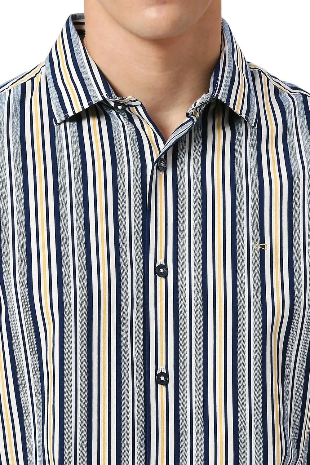 Slim Fit Cotton Viscose Twill Stripe Shirt