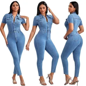 Stylish Skinny Denim Jumpsuit for Women's Fashion Jeans