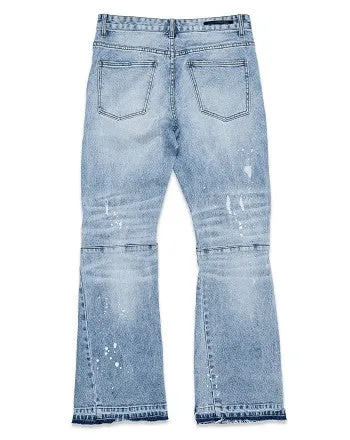 TEEK - Light Stone Knee Destroyed Slim Flare Jeans