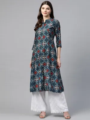 Women'S A-Line Printed Rayon Kurta