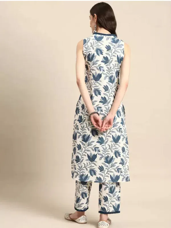 Women's Viscose Floral Printed Straight Kurta With Pant Set